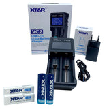 Batterilader-pakke: XTAR® VC2 batterioplader inkl. 2x18650 batterier