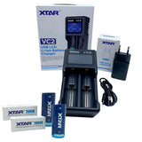 Batterilader-pakke: XTAR® VC2 batterioplader inkl. 2x26650 batterier