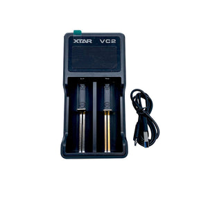 Batterilader-pakke: XTAR® VC2 batterioplader inkl. 2x26650 batterier